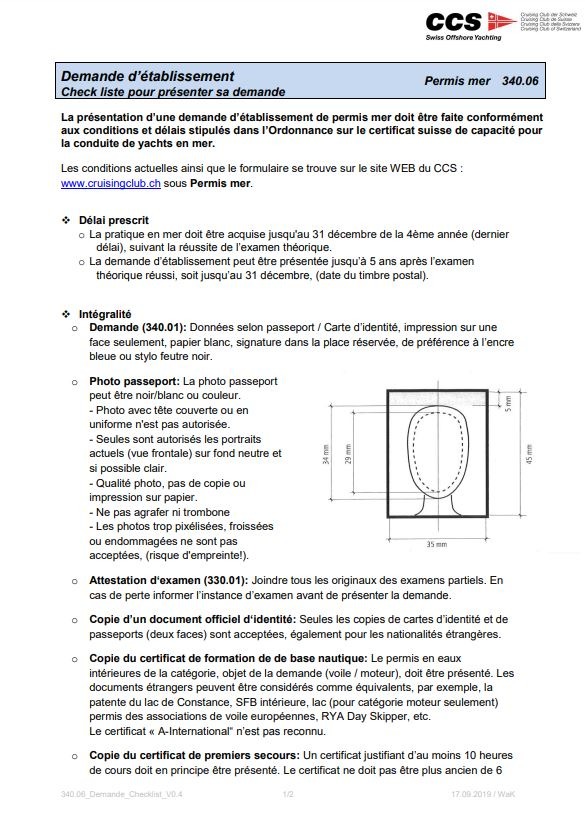 Checklist permis mer