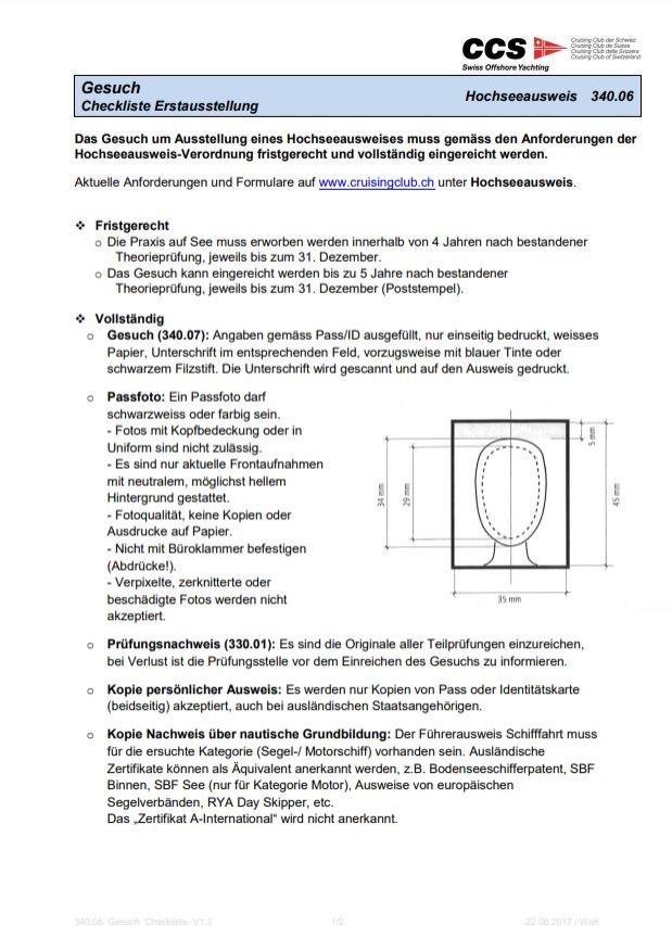 Checkliste Ausstellung Hochseeausweis